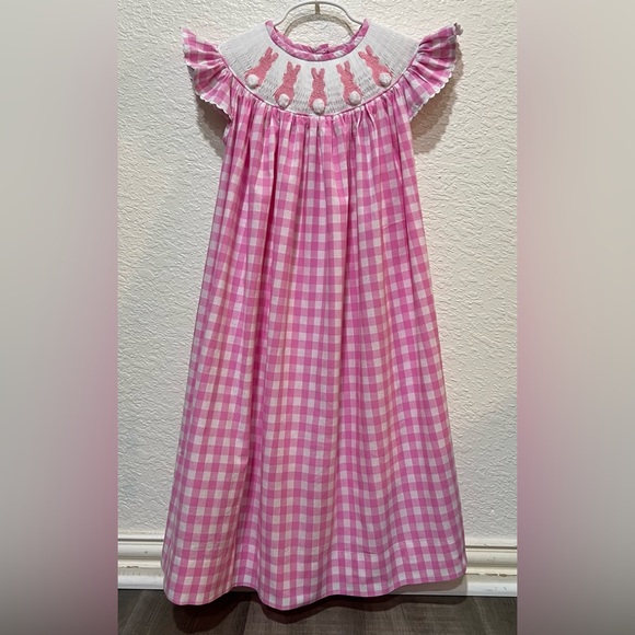Pleats & Stitches Other - Pleats & Stitches smocked pink rabbit dress size 6
